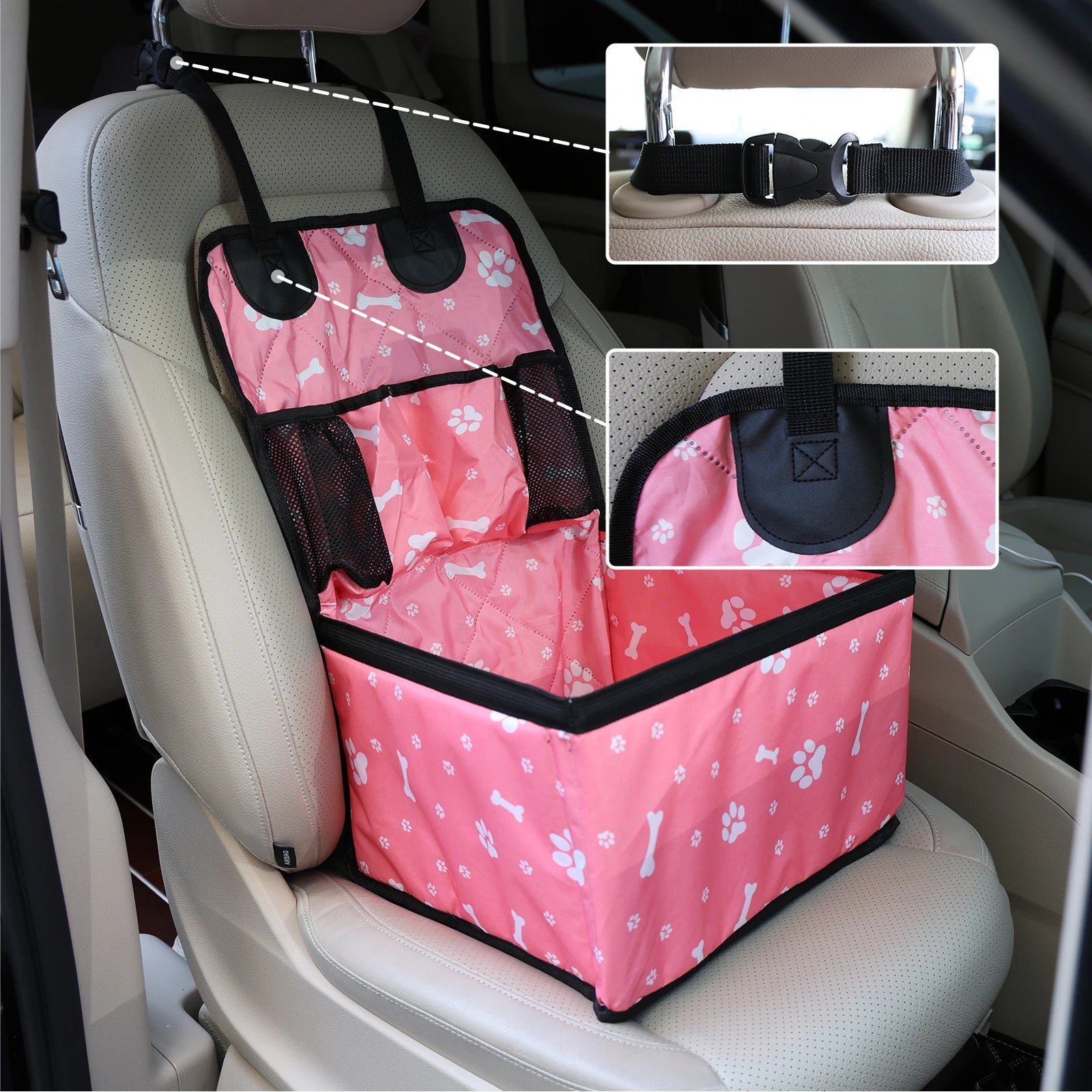 Asiento de Coche Impermeable y Elevador para Perros Pequeños