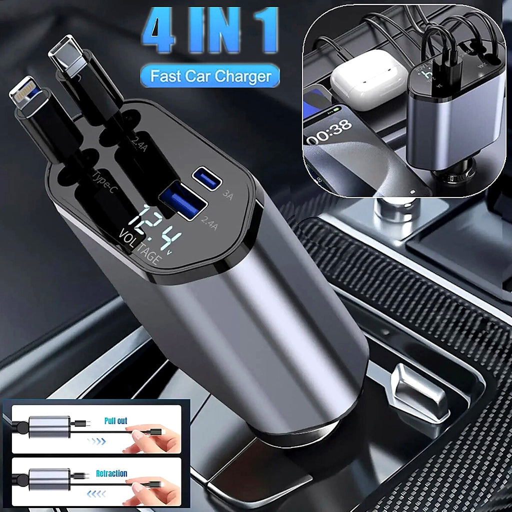 Cargador Retráctil 4 en 1 Movora – Carga Rápida para Todos tus Dispositivos